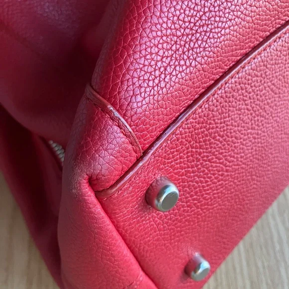 COACH Edie Refined Pebble Leather Lux Jasper Red Shoulder Bag - Picture 13 of 16